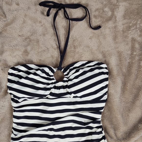MICHAEL Michael Kors Black Striped Halter Swimsuit 8 - Picture 2 of 11